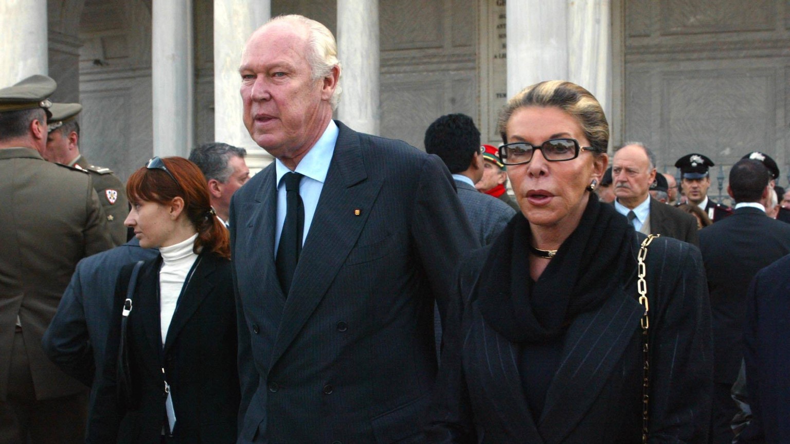 18/11/2003 - ROME - FUNERAL SERVICE IN SAN PAOLO BASILICA OUTSIDE-THE-WALL FOR THE 19 ITALIAN VICTIMS OF THE IRAQ ATTACK - VITTORIO EMANUELE DI SAVOIA AND WIFE MARINA DORIA ANTICOLI / OLYMPIA /iPhoto. ...