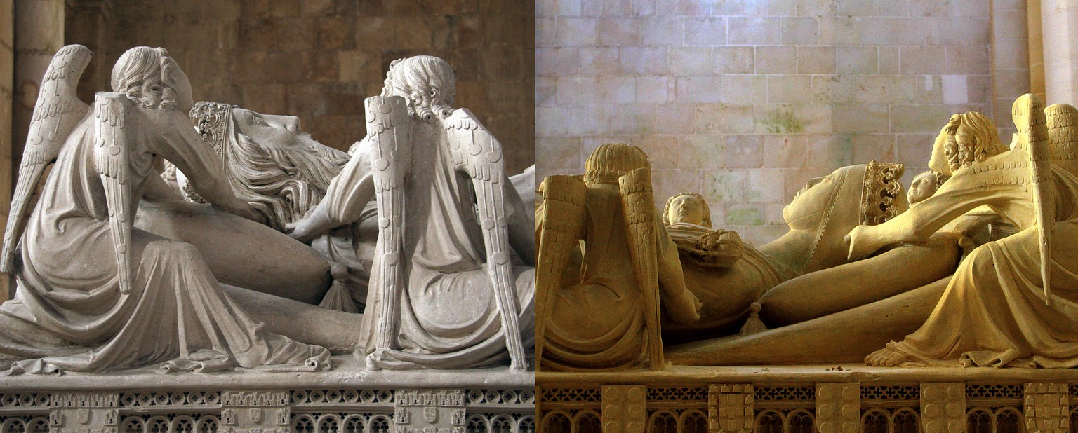 Die Grabmäler von Pedro und Ines im Kloster Alcobaça gehören zu den bedeutendsten Grabskulpturen des Mittelalters.