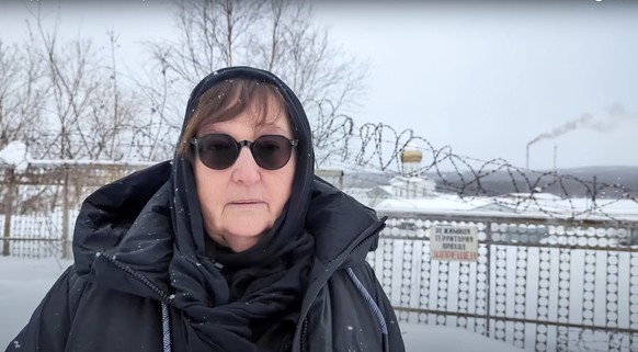 In this grab taken from video provided by the Navalny Team on Tuesday. Feb. 20, 2024, Russian Opposition Leader Alexei Navalny&#039;s mother Lyudmila Navalnaya speaks, near the prison colony in the to ...