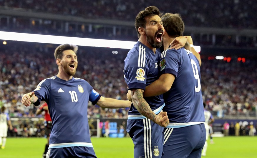 Geballte Offensivpower: Messi, Lavezzi, Higuain.