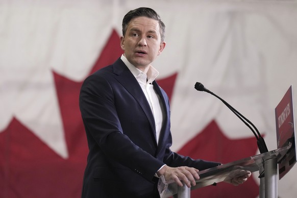 FILE - Canada Federal Conservative Leader Pierre Poilievre appears at a federal election campaign event in Brampton, Ontario, on March 24, 2025. (Chris Young/The Canadian Press via AP, File)
Canada El ...