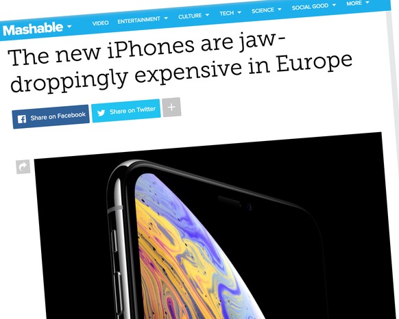 «Atemberaubend», nicht im positiven Sinn. Schlagzeile eines US-Techblogs zu den iPhone-Preisen in Europa.