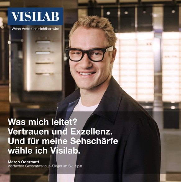 Marco Odermatt macht Werbung für Brillen – obwohl er noch keine Brille braucht.
