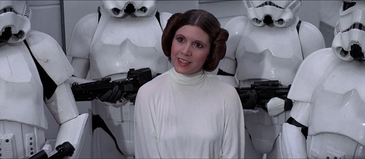 princess leia carrie fisher 1977 star wars episode 4 a new hope stormtroopers sturmtruppen http://www.idigitaltimes.com/star-wars-7-force-awakens-set-photo-princess-leias-new-costume-leaks-450691