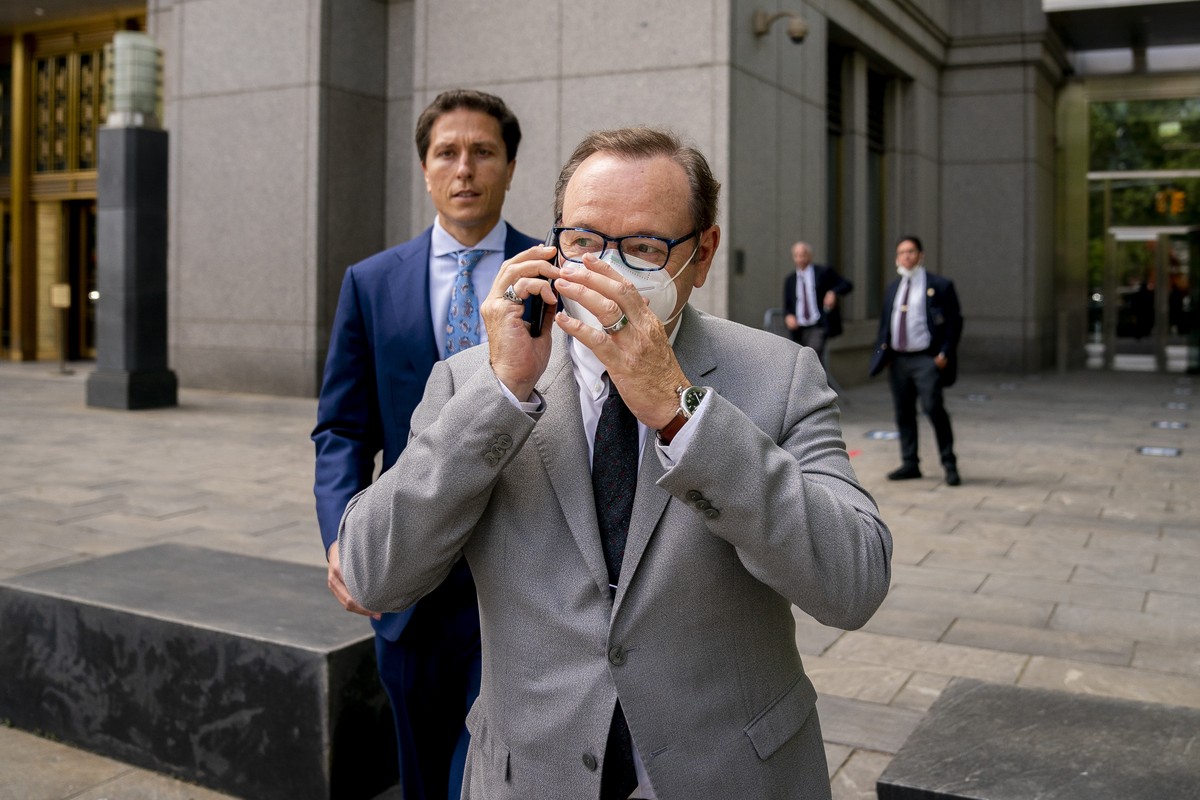 Kevin Spacey leaves court after testifying in a civil lawsuit, Thursday, May 26, 2022, in New York. British prosecutors have charged Spacey with four counts of sexual assault against three men. The 62 ...