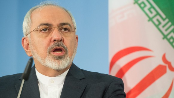 epa04561591 Iranian Foreign Minister Mohammed Javad Sarif speaks during a press conference with the German Foreign Minister Frank-Walter Steinmeier (not pictured) at the Federal Foreign Office in Berl ...