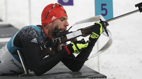 epa06514792 Arnd Peiffer of Germany competes during the Men&#039;s Biathlon 10 km Sprint race at the Alpensia Biathlon Centre during the PyeongChang 2018 Olympic Games, South Korea, 11 February 2018.  ...