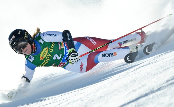 Lara Gut of Switzerland in action during the first run of the women&#039;s Giant Slalom race of the FIS Alpine Ski World Cup season on the Rettenbach glacier, in Soelden, Austria, Saturday, October 22 ...