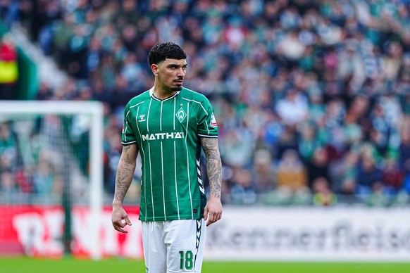 Cameron Puertas SV Werder Bremen, 18 GER, SV Werder Bremen vs. FSV Mainz 05, Fussball, Bundesliga, Spieltag 26, Spielzeit 2025/2026, 15.03.2026 DFL REGULATIONS PROHIBIT ANY USE OF PHOTOGRAPHS AS IMAGE ...