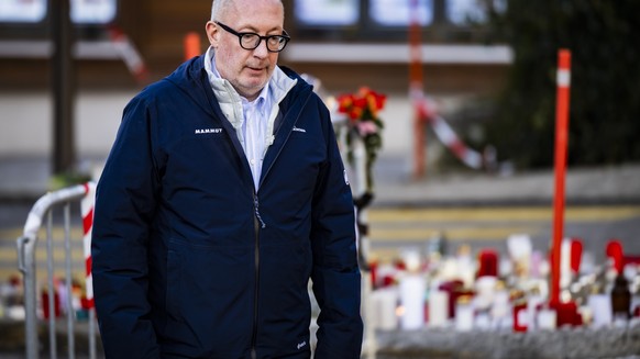 Nicolas Feraud, Mayor of Crans-Montana, reacts near the area where a unidentified origin fire broke out at the Le Constellation bar and lounge leaving people dead and injured, during New Years celebr ...