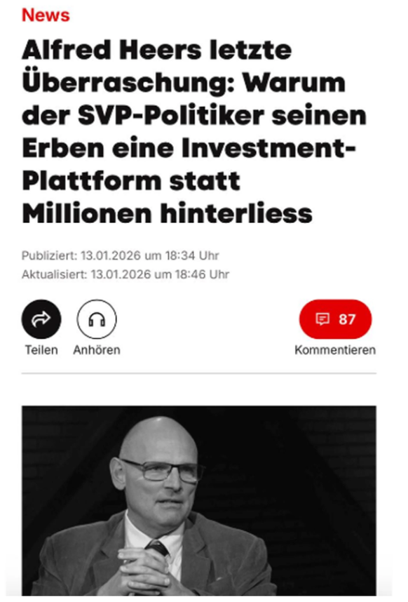 Die Fake-Werbung zu Alfred Heer.