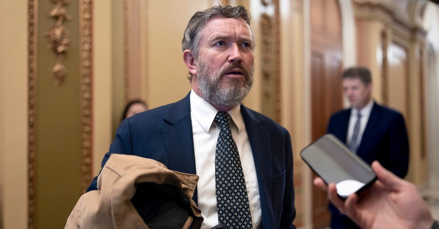 Rep. Thomas Massie, R-Ky., speaks outside the House chamber before the final votes of the week, at the Capitol in Washington, Friday, Dec. 12, 2025. (AP Photo/J. Scott Applewhite)
Thomas Massie
