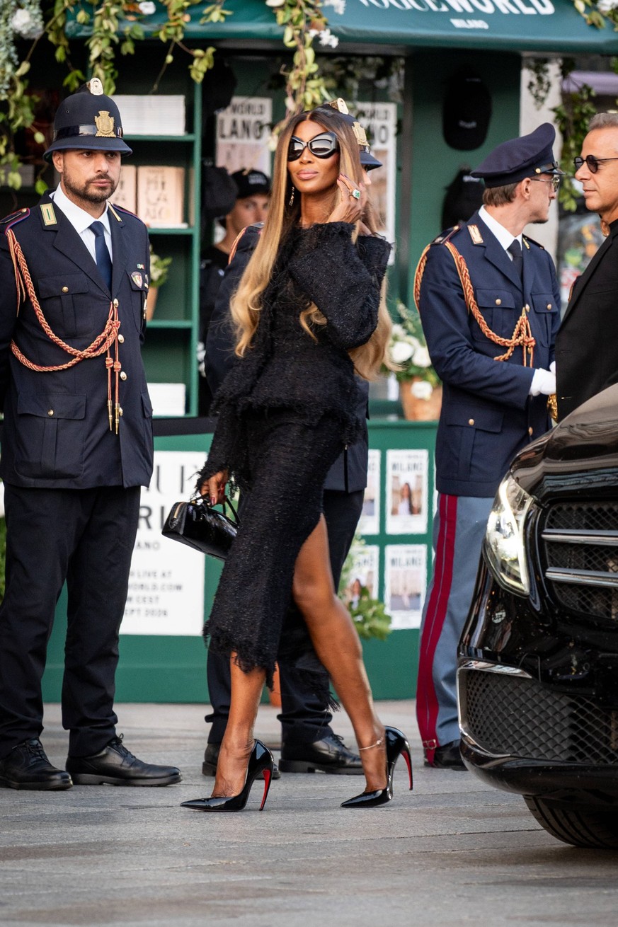 Celebrity Sightings at Vogue world show during the Milan Fashion Week - Womenswear Spring/Summer 2027 in Milan, Italy, on 22 September 2026 Naomi Campbell arrives at Vogue world show during the Milan  ...