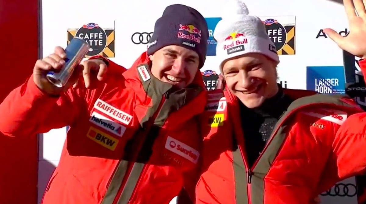 Franjo von Allmen und Marco Odermatt beim Doppelsieg am Lauberhorn 2025.