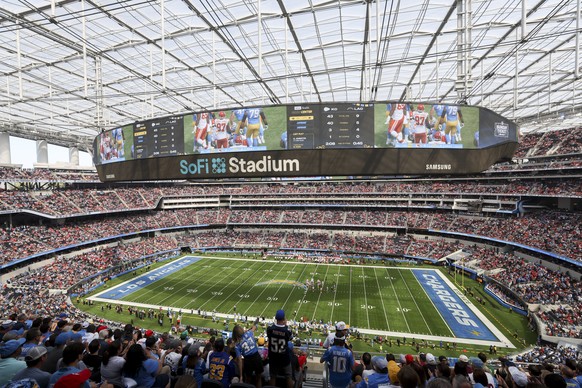 FILE - General interior view of SoFi Stadium as the Kansas City Chiefs play the Los Angeles Chargers during an NFL football game Sunday, Sept. 29, 2024, in Inglewood, Calif. (AP Photo/Ryan Sun)