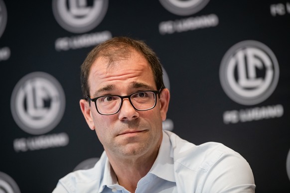 Georg Heitz, Mitglied des Verwaltungsrates des FC Lugano, anlaesslich einer Medienkonferenz zu den neuen Besitzerverhaeltnissen beim FC Lugano, am Mittwoch, 18. August 2021, in Lugano. (KEYSTONE/Ti-Pr ...