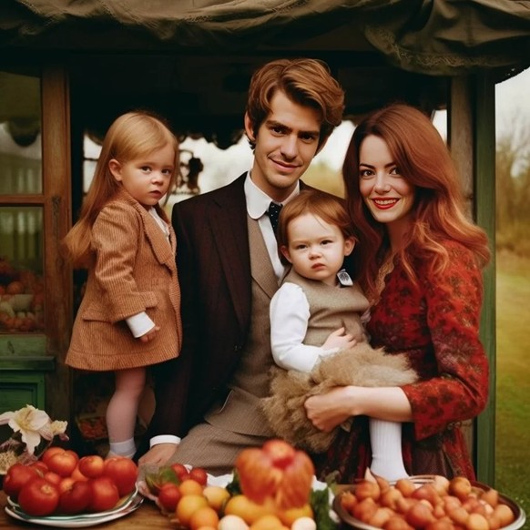 Midjourney: Andrew Garfield und Emma Stone und ihre fiktiven Kinder