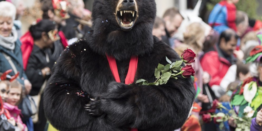 Farbenfrohe Närrinnen und Narren tanzten am Freitagabend durch die Stadt. Die Gassen waren am zweiten Abend der Berner Fasnacht gefüllt. Das Konfetti flog, das Bier sprudelte und die Guggen spielten « ...