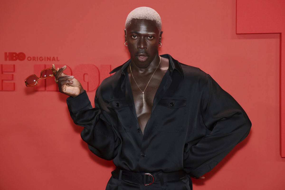 Moses Sumney poses for photographers upon arrival at 'The Idol' after party at the 76th international film festival, Cannes, southern France, Tuesday, May 23, 2023. (Photo by Vianney Le Caer ...