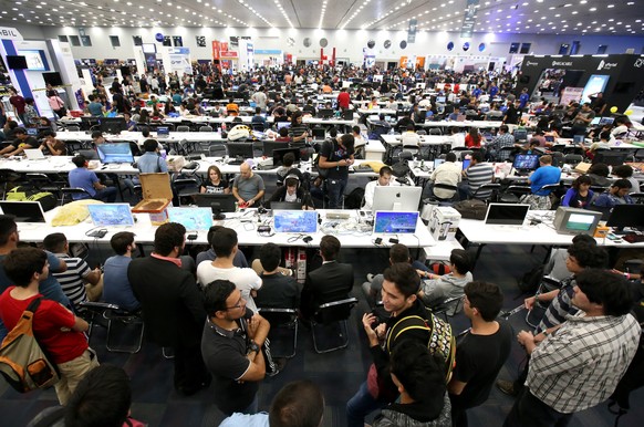 epa06071549 Participants prepare for the World Hackathon during the second day of the Jalisco Campus Party in Guadalajara, Jalisco, Mexico, 06 July 2017. A total of 25,000 people will participate unti ...