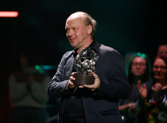 epa09614900 Laureate Vladimir Slivyak from Russia during the 2021 Right Livelihood Award ceremony at Cirkus, in Stockholm, Sweden, 01 December 2021. Slivyak received the prize for his defence of the e ...