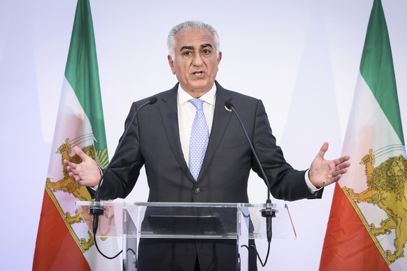Reza Pahlavi, the son of Iran's toppled Shah Mohammad Reza Pahlavi, speaks during a press conference, Monday, June 23, 2025 in Paris. (AP Photo/Thomas Padilla)
Reza Pahlavi