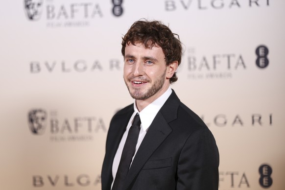 Paul Mescal poses for photographers upon arrival for the BAFTA Nominees Party in London, Saturday, Feb. 17, 2024 (Photo by Vianney Le Caer/Invision/AP)
Paul Mescal