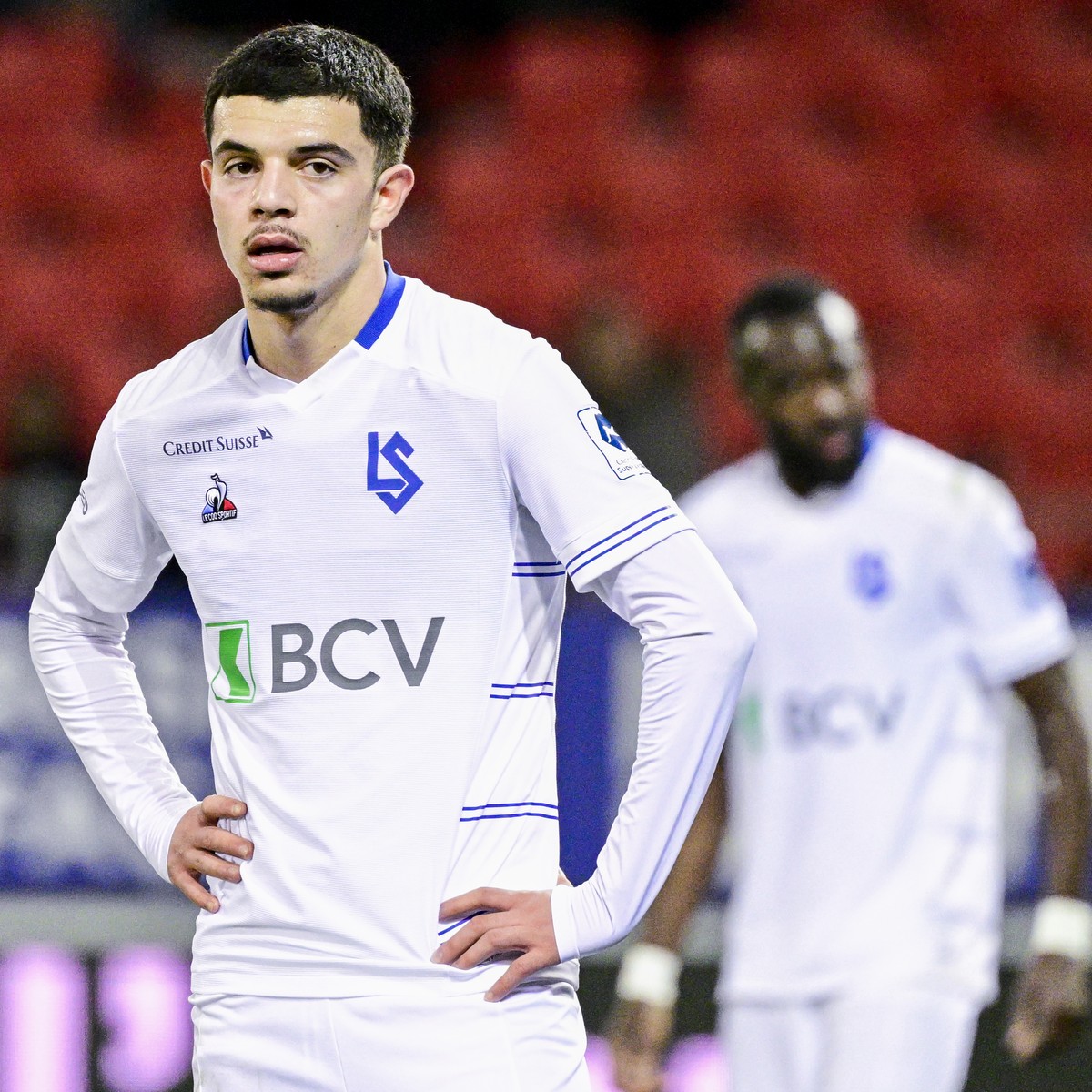 Deception de l'attaquant lausannois Zeki Amdouni, lors de la rencontre du championnat de football de Super League entre le FC Sion et le FC Lausanne-Sport le mercredi 2 mars 2022 au stade de Tour ...