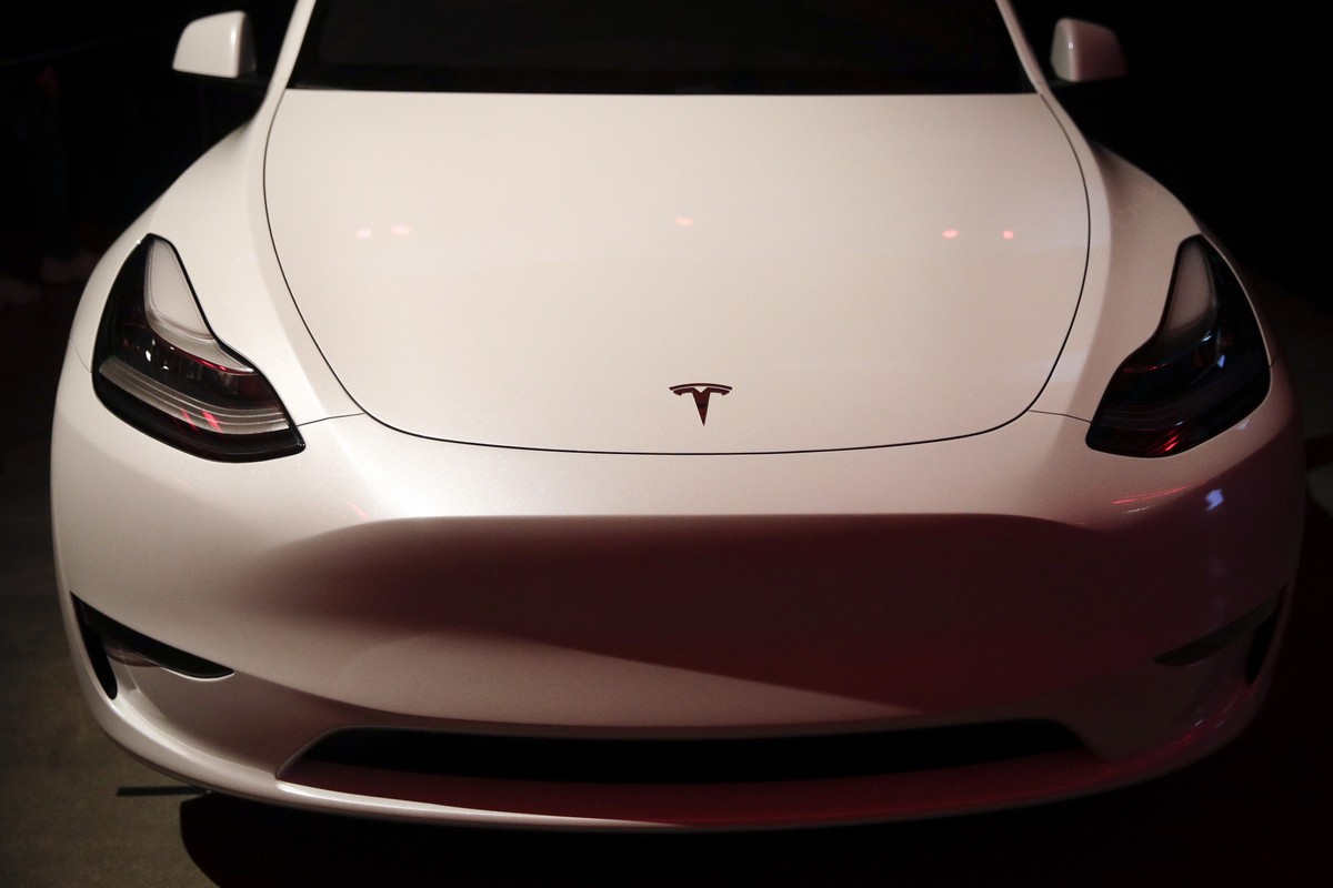 Tesla's Model Y is displayed at the company's design studio Thursday, March 14, 2019, in Hawthorne, Calif. The Model Y may be Tesla's most important product yet as it attempts to expand ...