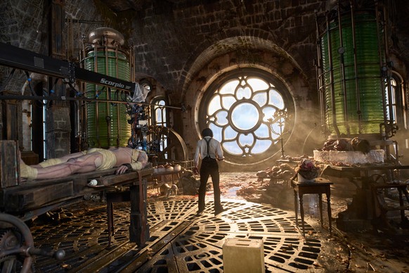 This image released by Netflix shows Jacob Elordi as The Creature, left, and Oscar Isaac as Victor Frankenstein, in a scene from "Frankenstein." (Netflix via AP)
Film Review - Frankenstein