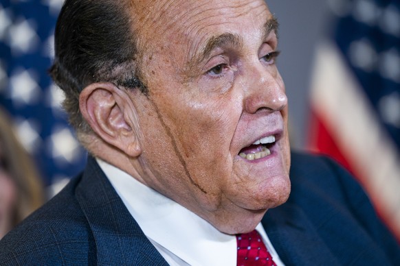 epa08829695 Attorney for US President Donald J. Trump and former New York City Mayor Rudy Giuliani and Trump Campaign Senior Legal Advisor Jenna Ellis (not pictured) speak about the president's situation...