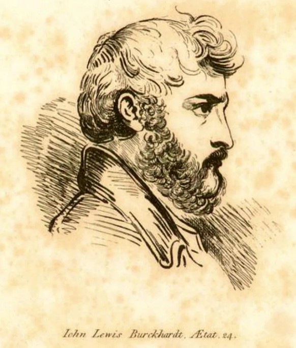 Johann Ludwig Burckhardt mit 24 Jahren, Frontispiz von «Reisen in Nubien», nach einer Zeichnung von Joseph Slater, 1819.
https://commons.wikimedia.org/wiki/File:Johann_Ludwig_Burckhardt_mit_24_Jahren. ...