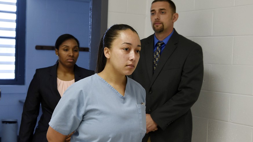 File- This May 23, 2018, file photo shows Cyntoia Brown, entering her clemency hearing at Tennessee Prison for Women in Nashville, Tenn. Tennessee Gov. Bill Haslam on Monday, Jan. 7, 2019, granted exe ...