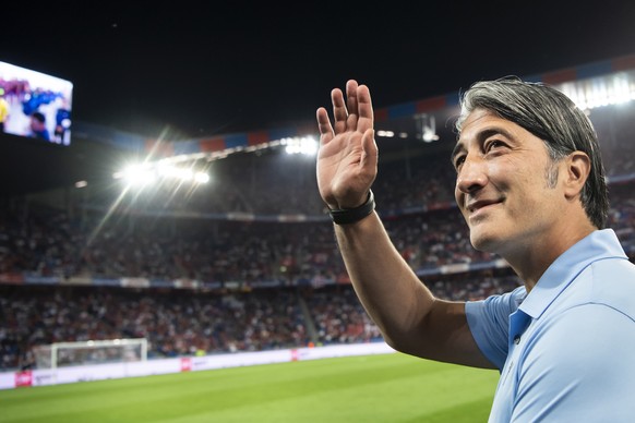 Switzerland&#039;s head coach Murat Yakin, reacts during the 2022 FIFA World Cup European Qualifying Group C soccer match between Switzerland and Italy at the St. Jakob-Park stadium in Basel, Switzerl ...