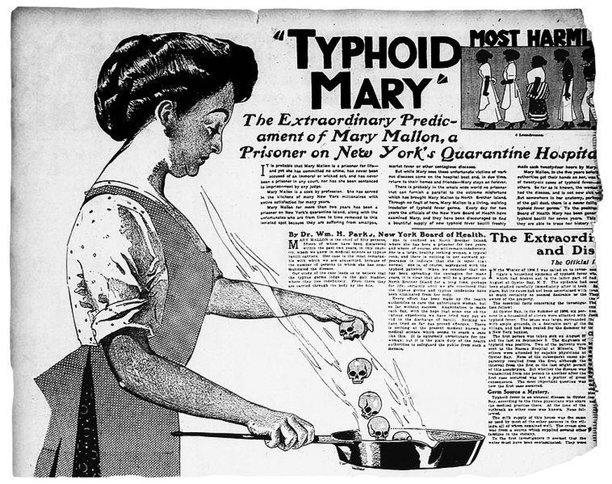 In ihrem Atem ist der Tod: Historische Zeitungsillustration zu Typhoid Mary.