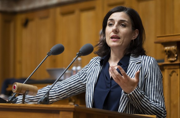 Flavia Wasserfallen, SP-BE, spricht waehrend der Debatte um die Sicherstellung der Blutversorgung, waehrend der Sondersession der Eidgenoessischen Raete, am Mittwoch, 3. Mai 2023, in Bern. (KEYSTONE/P ...