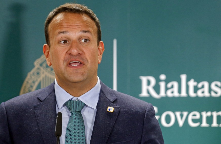 epa08123508 (FILE) - Irish Prime Minister, An Taisoeach Leo Varadkar holds a news conference at the end of a European Council Summit in Brussels, Belgium, 21 June 2019 (reissued 12 January 2020). Repo ...