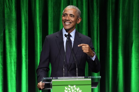 Former President Barack Obama speaks at the Sandy Hook Promise Benefit at the Ziegfeld Ballroom on Tuesday, December 12.  December 6, 2022, New York.  (Photo by Charles Sykes/Invision/AP) Barack Obama