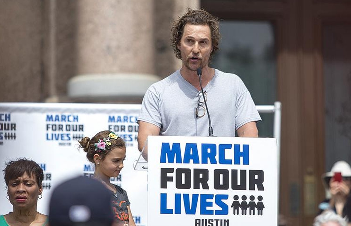 Matthew McConaughey speaks during a "March for Our Lives" rally in Austin, Texas, Saturday, March 24, 2018. (Nick Wagner/Austin American-Statesman via AP)