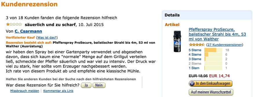 Diese Amazon-Rezension macht auf Facebook die Runde.