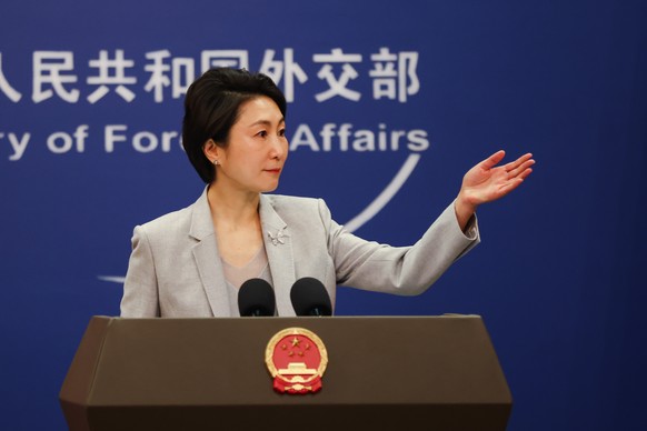 epa11704604 China?s Ministry of Foreign Affairs spokesperson, Mao Ning, during a press conference on the US elections, in Beijing, China, 06 November 2024. Voters across the US cast ballots 05 Novembe ...