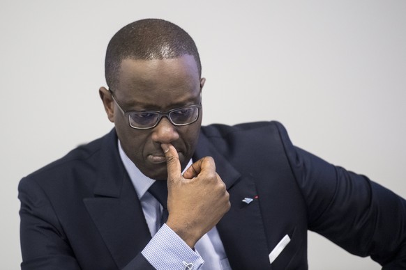 epa06523579 Tidjane Thiam, CEO of Swiss bank Credit Suisse, attends a press conference of the full-year results of 2017 in Zurich, Switzerland, 14 Feburary 2018. EPA/ENNIO LEANZA