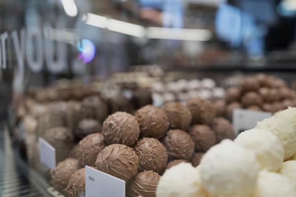 FILE - Various chocolate truffles from Laederach, is photographed in the Laederach shop on Friday, Nov. 18, 2022 in Bilten, Glarus. (Gaetan Bally/Keystone via AP)
Switzerland