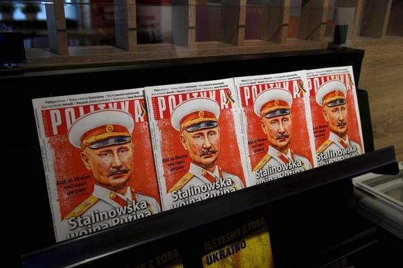 Magazine covers with caricature depicting Vladimir Putin the President of Russia as Joseph Stalin in Przemysl, in eastern Poland on March 2, 2022. Przemysl Poland PUBLICATIONxNOTxINxSUIxAUTxFRAxKORxJP ...