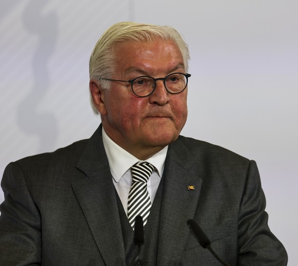 epa12009004 German President Frank-Walter Steinmeier delivers a speech during the awarding ceremony of the International Award of the Peace of Westphalia in Muenster, Germany, 04 April 2025. The Econo ...