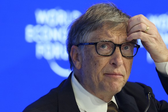 William H. Gates, Co-Chair, Bill &amp; Melinda Gates Foundation, is pictured during a plenary session in the Congress Hall at the 47th annual meeting of the World Economic Forum, WEF, in Davos, Switze ...