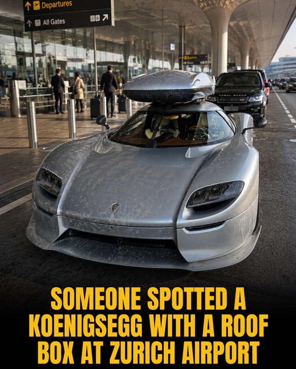 A roof rack on a 3.7 million Koenigsegg? Why not? 
Carspotting in Zurich. 
https://www.threads.com/@luxury/post/DYVWHj7CMbg/a-roof-box-on-a-m-koenigsegg-why-not-tfjj-spotted-this-cc-at-zurich-airport/