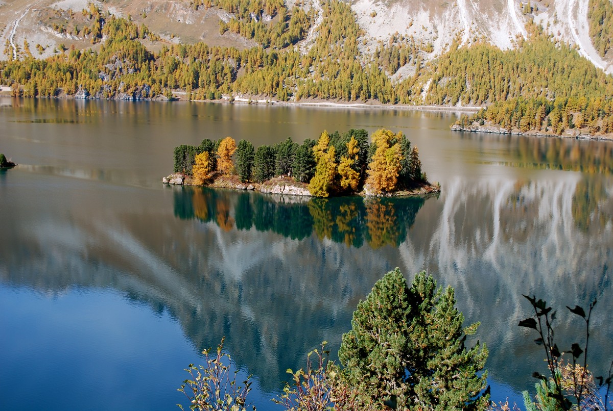 Insel Chaviolas Silsersee Rauszeit Inseln der Schweiz