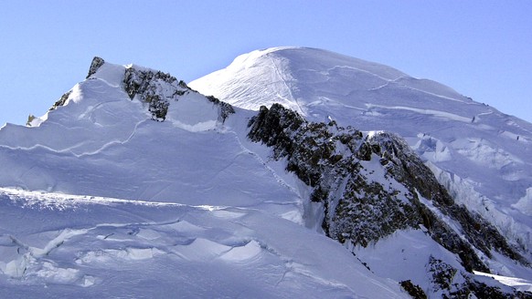 FILE - This Feb. 19, 2003 file photo shows Mont Blanc, western Europe&#039;s highest mountain. A mayor in the French Alps says five climbers have died on Mont Blanc and a sixth is missing. The climber ...