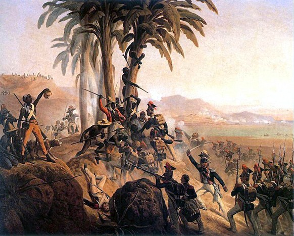 Schlacht von&nbsp;San Domingo zwischen polnischen Truppen in französischen Diensten und haitianischen Rebellen (1805).